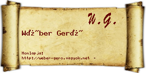 Wéber Gerő névjegykártya
